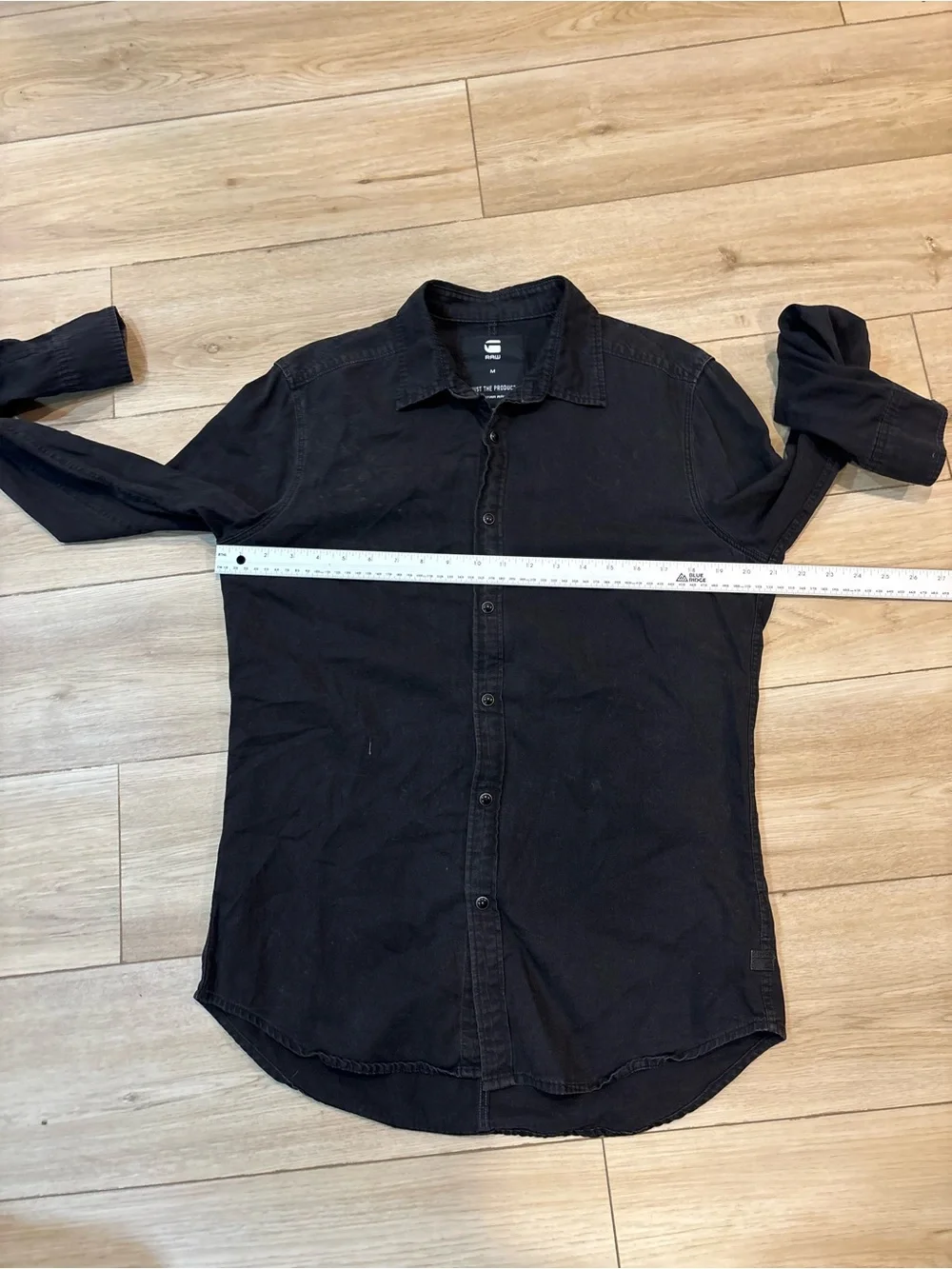 G-Star Raw Landoh Clean Shirt Mens Medium M Long Sleeve Black Pearl Snap
